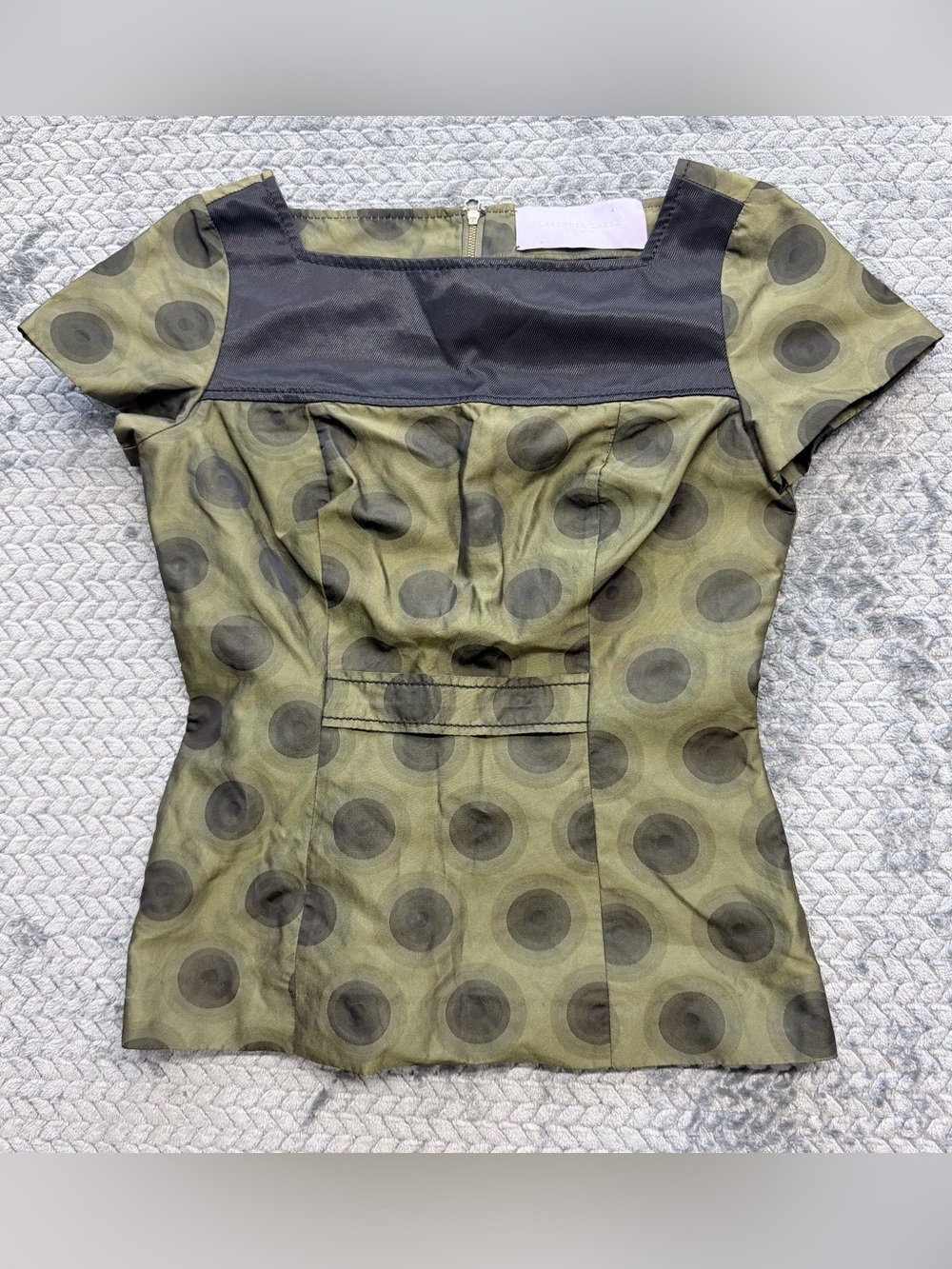 Vera Wang Lavender Label Silk Polka Dot Peplum Top Size 2/36